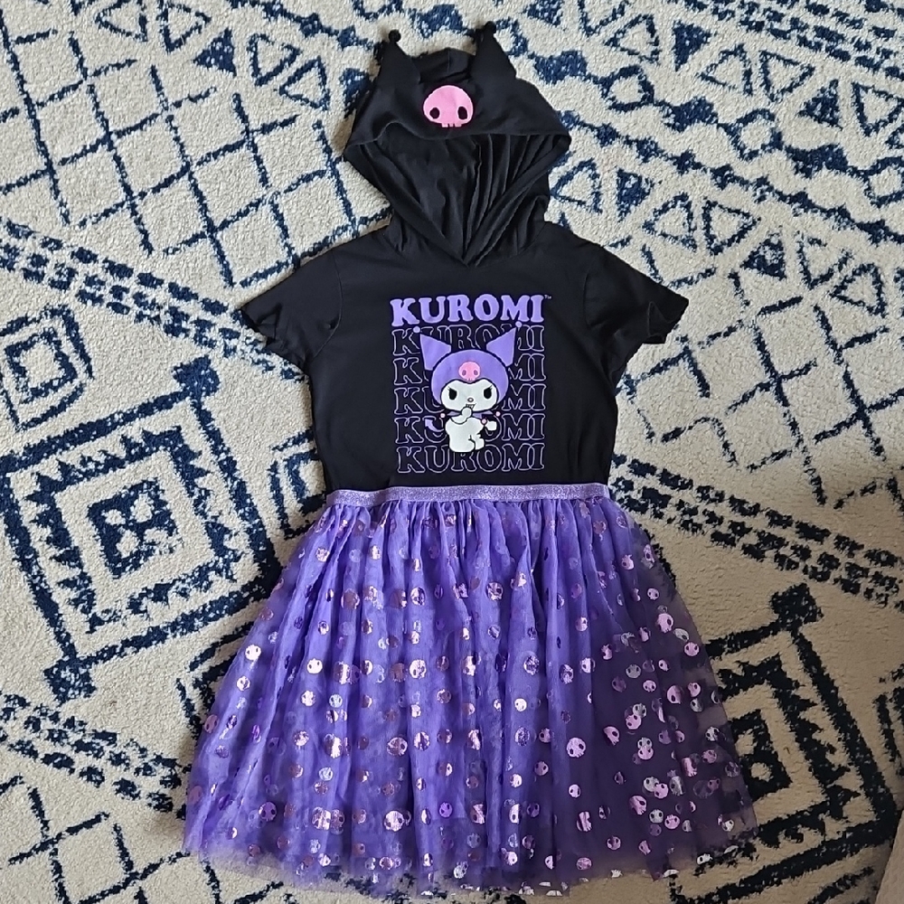 Kuromi Youth XL Black/Purple Hooded Dress